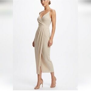 Sexy midi wrap dress with chain shoulder straps